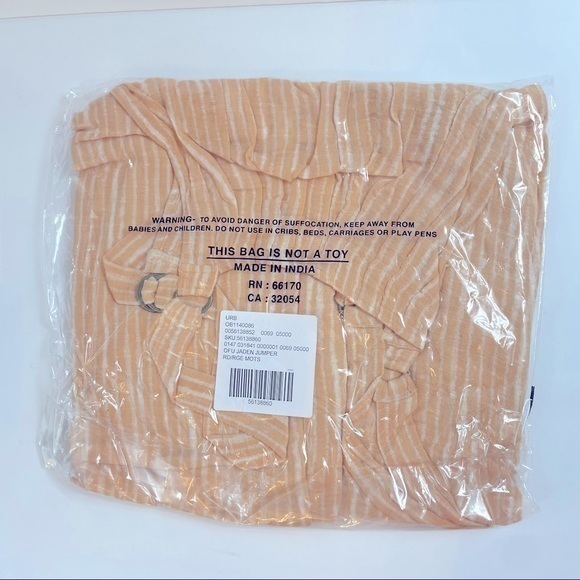 Urban Outfitters Peach Jaden Striped Scoop Back Wide Leg Lightweight Jumpsuit - Picture 5 of 17